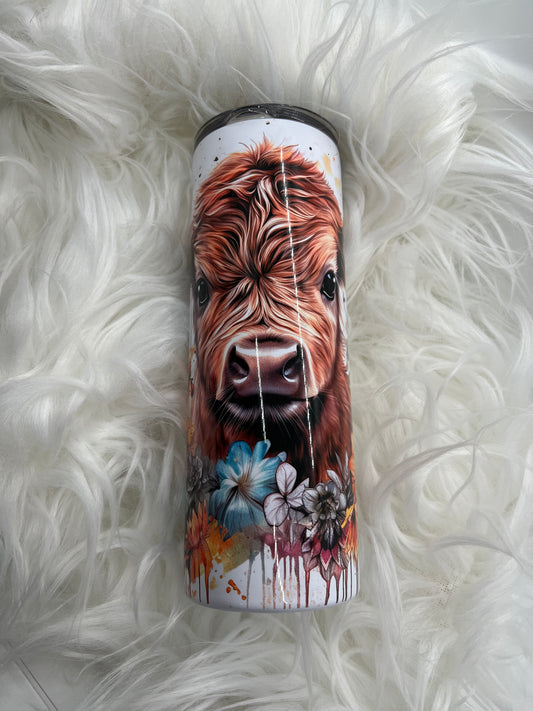 Highland Cow Watercolor Tumbler